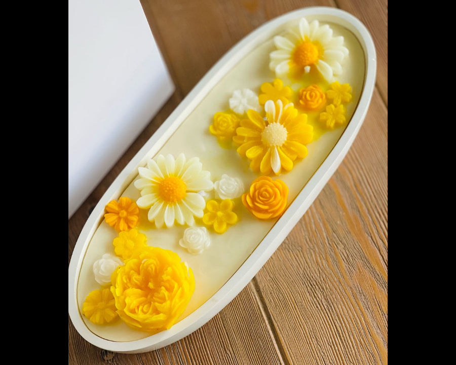 Yellow Roses concrete jar